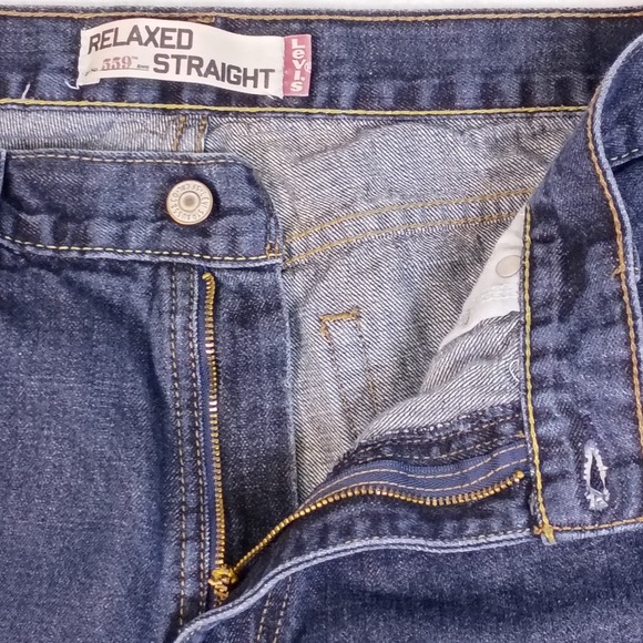 Levis 559 Relaxed Straight Jeans Mens 36x34 Dark Wash Blue Denim fits 36x32 - Picture 13 of 16